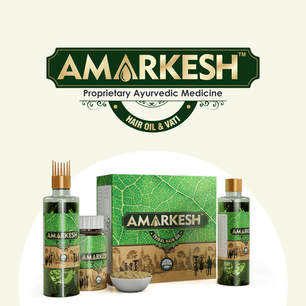 Amarkesh Adivasi Tribal Black Hair Oil & Vati for Men and Women